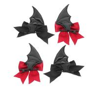 MOBUTOFU Fermagli per Chioma a Forma di Pipistrello 2 Paia Nero e Rosso Accessori Cosplay Demone e Halloween Clip Laterali Leggere per Feste e Costumi Gotici