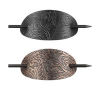 MOBUTOFU Fermagli per Chioma Bastoncino Retrò, 2 Pezzi Gabbia per Chignon in Legno e Pelle, Accessori Donna per Styling Versatile e Acconciature Eleganti