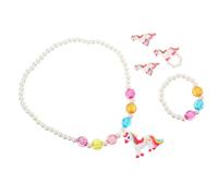 MOBUTOFU Gioielli Bambina con Anello Orecchini Collana Bracciale Colorati per Regali e Feste Bambine Accessori Eleganti e Resistenti per Uso Quotidiano