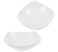 MOBUTOFU Leggere e Resistenti in Ceramica Bianca Ciotole Quadrate Set 2 Pezzi per Servire Dolci e Insalate in Casa o Ricevimenti