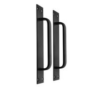 MOBUTOFU Maniglie per Porte in Lega di Alluminio Nero 2 Pezzi Resistenti ai Graffi Piastra Posteriore per Porte Scorrevoli e Ristrutturazione Camper