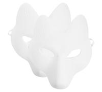 MOBUTOFU Maschera di Volpe Bianca 2 Pezzi in Pu Sicura e Facile da Colorare per Halloween e Feste DIY Maschera Animale Non Dipinta per Adulti e Adolescenti