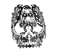 MOBUTOFU Maschera Masquerade Metallo e Acrilico Leggera Nero Diamanti per Feste di Carnevale e Halloween Mezza Faccia Design Scheletro Elegante e Creativo