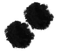 MOBUTOFU Parrucca Afro Nera 2 Pezzi Ricci Naturali, Resistente al Calore Sintetico, Adatta per Feste e Performance Sul Palco