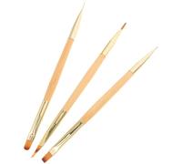 MOBUTOFU Pennelli per Nail Art Punte Sottili e Larghe Doppia Punta in Legno e Metallo Set 3 Pezzi Design Ergonomico per Uso Professionale e Principianti in Saloni ad Alto Traffico