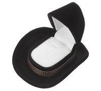 MOBUTOFU Portagioielli Piccolo Cappello da Cowboy in Materiale Floccato Nero, Astuccio Organizer per Orecchini e Collane, Scatola Porta Braccialetti Compatta per Cerimonie e Viaggi