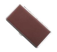 MOBUTOFU Portasigarette lungo 120mm in Metallo e Pu Marrone per 120mm | Superficie Finemente Testurizzata, Clip a Molla, per Viaggio e Lavoro, Anti Pressione e Anti Graffio