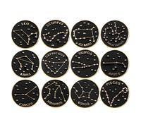 MOBUTOFU Set 12 Pezzi Spille Zodiacali in Lega Nera, Spilla Smaltata Resistente che Non Si Deforma Né Scolorisce, per Decorare Cappelli e Camicie