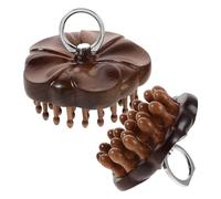 MOBUTOFU Set 2 Pezzi Pettini Massaggiatori per Cuoio Capelluto in Legno di Sandalo Naturale con Anello Metallico Pettine a Denti Larghi e Fini per Massaggio Testa e Collo Strumenti