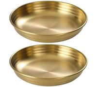 MOBUTOFU Set 2 Piatti Antipasto in Acciaio Inossidabile Oro, Leggeri e Portatili per Salse e Condimenti, per Uso Interno ed Esterno