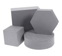 MOBUTOFU Set 4 Pezzi Oggetti di Scena Geometrici Grigi in Schiuma per Fotografia di Prodotti, Cubi e Forme Compatte per Foto Cosmetici, Gioielli e Trucco in Studio Fotografico