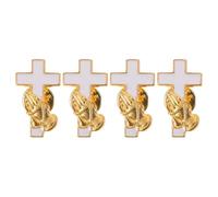MOBUTOFU Set 4 Spille Religiose a Croce Cristiana Vintage in Lega Smaltata - Mini Spille da Preghiera per Uomo e Donna, Accessori Spiritualità per Completi e Abbigliamento Casual