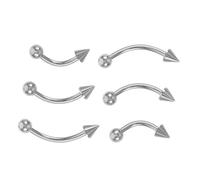 MOBUTOFU Set 6 Pezzi Piercing Sopracciglio in Acciaio Chirurgico Curvo Bilancieri Ergonomici Anti-Ossidazione Gioielli Unisex per Piercing Viso Stile Vintage e Uso Quotidiano