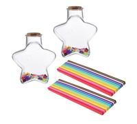 MOBUTOFU Set Barattoli dei Desideri Fai da Te con Bottiglie Trasparenti in Plastica e Carta Origami Colorata, Contenitori Decorativi con Tappo di Sughero per Regali e Arredamento Camera