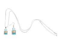 MOBUTOFU Set Collana e Orecchini Bottiglia dei Desideri Ciondolo Piccolo, Luminosi al Buio, Decorazione da Appendere, Gioielli Donna per Viaggio e Collezione Souvenir