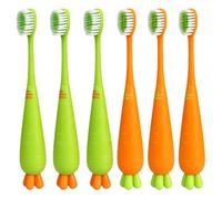 MOBUTOFU Set da 6 Spazzolini da Denti a Forma di Carota Setole Morbide e Testina Ergonomica per Stimolare e Massaggiare le Gengive Colore Assortito