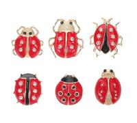 MOBUTOFU Set da 6 Spille a Forma di Coccinella e Coleottero in Lega Portatile Colori Vivaci, Spille Simpatiche alla Moda per Abbigliamento, Borse e Accessori Donna