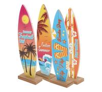 MOBUTOFU Set di 4 Pezzi di Tavole da Surf in Legno di Bosso Decorazioni Estive da Tavolo Stile Costiero per Case Vacanze e Fotografia