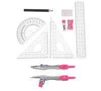 MOBUTOFU Set Geometria Scuola Media con Goniometro e Temperamatite, Strumenti di Studio in Plastica e Lega per Apprendimento Matematico