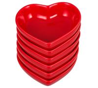 MOBUTOFU Set Piatti Cuore in Ceramica Rossi per Father’s Day 6 Pezzi, Resistenti al Calore e Congelatore come Comodo Contenitore per Salse