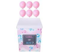MOBUTOFU Set Scatole di Palloncini Trasparenti per Rivelazione del Sesso con 6 Palloncini Rosa e 1 Scatola a Punto Interrogativo Decorazioni per Festa Shower Ragazza o Maschio