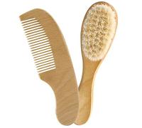 MOBUTOFU Spazzola in Tessuto e Pettine Di Legno Per Bambina, Set Di Spazzola e Pettine Per Capelli, Articoli Per Cura Dei Capelli e Stimolazione Del Cuoio Capelluto