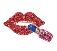 MOBUTOFU Spilla a Forma di Rossetto Strass da Bavero per Donna, Spilla Decorativa per Abiti e Sciarpe, Gioielli da Ballo e Festa, Regalo per Amici e Colleghi, Accessorio Elegante