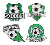MOBUTOFU Spilla con distintivo da calcio da 4 pezzi - Spilla in metallo per gli amanti dello sport, accessorio da calcio per cappello, maglietta, borsa, premio squadra, bomboniere per feste di e