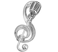 MOBUTOFU Spilla Nota Musicale e Microfono Vintage in Argento Distintivo per Donna per Abiti da Accessorio per Festa e Concerto Regalo per Insegnanti e Colleghi Spilla di Sicurezza