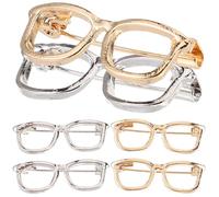 MOBUTOFU Spille da Risvolto a Forma di Occhiali 6 Pezzi in Metallo Colori Oro e Argento Mini Accessori per Zaino e Abbigliamento Casual