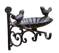 MOBUTOFU Vaschetta in Ghisa per Uccelli da Parete con Gancio Resistente Antiruggine Cesto Decorativo da Giardino con Abbeveratoio Supporto Appendibile per Mangime e Abbeveratoio Esterno