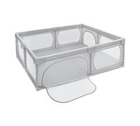 Moby-System Box Bambini Pieghevole 200x160 cm in Rete, Recinto per Bambini in PVC 210D, Telaio in Tubi Acciaio 25 mm, 4 Ventose Antiscivolo, Ingresso con Cerniera, Borsa Trasporto, Grigio