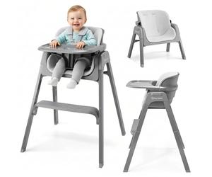 Moby-System NOXI Seggiolone Pieghevole 3 in 1 Grigio, Doppia Altezza Evolutiva, Compatto con Vassoio Rimovibile, da 6 Mesi