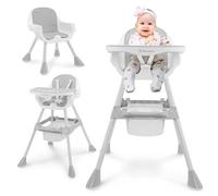 Moby-System Seggiolone Regolabile Magnolia 2in1 con Vassoio e Rivestimento in Ecopelle - Grigio, da 6 Mesi