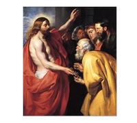 MOBYAT Dipinti Ad Olio Riproduzione,Cristo consegna le chiavi a San Pietro ,Stampa artistica da parete su tela,Barocco Decorazioni parete50x60cm(20x24in) Senza cornice