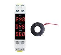 MOBYAT LED Mini DIN Rail Display Digitale Amperometro Trifase Monofase Voltaggio Corrente Herz Meter Volt Amp Herz 1-100A AC80-500 1 Pz (Color : BAVZ-3R)