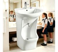 MObyat Pediluvio Verticale in Ceramica, Lavabo per Abluzioni, Doppio Controllo di Acqua Calda E Fredda, Angolo Regolabile a 360°, Design a Doppio Strato, per Lavare Mani, Viso E Piedi