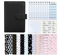 MOBYGKFY 31 pezzi A6 Binder Bilanda Bilanda Brown Busta Busta Organizzatore con 12 buste di denaro del bilancio, fogli di budget a spese, 4 tasche raccomandate(C)