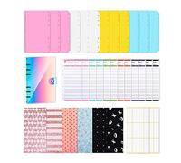 MOBYGKFY 33pcs. A6 PVC 6. Anello Planner Organizer Binder Cover Bustes System System 12 Binder Pockets Foglio di budget e 2 fogli Etichetta