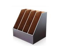 MOBYGKFY 4 Slot pelle Houseware Simple File verticale Desktop Folder Organizer e Document File stand Journal Magazine Box