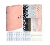 MOBYGKFY 49 pezzi A6 6 Anelli Binder Cover Notebook con 12 buste di bilancio, fogli di budget di spese, etichette autoadesive(3-Pack)