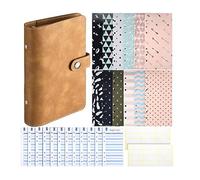 MOBYGKFY 49 pezzi A6 6 Anelli Binder Cover Notebook con 12 buste di bilancio, fogli di budget di spese, etichette autoadesive(C)