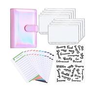 MOBYGKFY A6 Binder Budget Planner Cover Notebook Coperture Cartella A6 Dimensione 6 buche Binder Pocket Binder con cerniera Busta di risparmio di denaro(Blue,White)