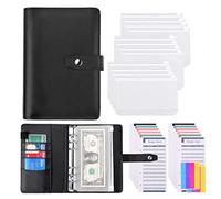 MOBYGKFY A6 PU. Bilancio budget in pelle Bustea in cassa Buselizzatore con 12 PCS Binder Tasche, fogli di budget, fogli di adesivi for risparmio di denaro(C)