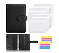 MOBYGKFY A6 PU. Bilanda in pelle Bilanda Bilancio Cash Busels System Planner Organizer con 12pcs Binder Cancella con cerniera tasche e adesivi for etichette(black-Soul Eater1)