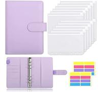 MOBYGKFY A6 PU. Bilanda in pelle Bilanda Bilancio Cash Busels System Planner Organizer con 12pcs Binder Cancella con cerniera tasche e adesivi for etichette(3-Pack)
