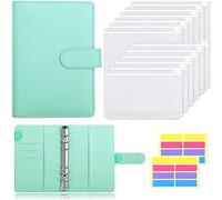 MOBYGKFY A6 PU. Bilanda in pelle Bilanda Bilancio Cash Busels System Planner Organizer con 12pcs Binder Cancella con cerniera tasche e adesivi for etichette(3-Pack)
