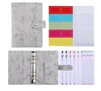 MOBYGKFY A6 PU. Cartella del notebook del pianificatore di budget del legante in pelle con 12 pezzi Binder con cerniera Pocket Personal Cash Budget Bustes System(3-Pack)