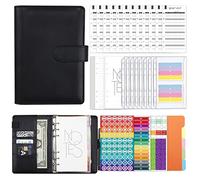 MOBYGKFY A6 PU. Set legante in pelle, Buste da incasso Organizer Planner for il bilancio, con tasche for raccoglitori, fogli di budget, carta di riempimento, adesivi(F)