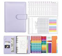 MOBYGKFY A6 PU. Set legante in pelle, Buste da incasso Organizer Planner for il bilancio, con tasche for raccoglitori, fogli di budget, carta di riempimento, adesivi(3-Pack)